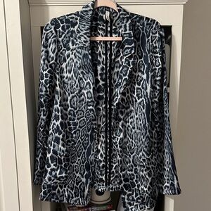 Glam Black and White Animal Print Blazer